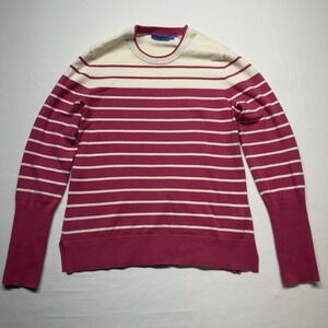 J McLaughlin Poet Crewneck Sweater XS Pink Cream Striped Cotton Modal